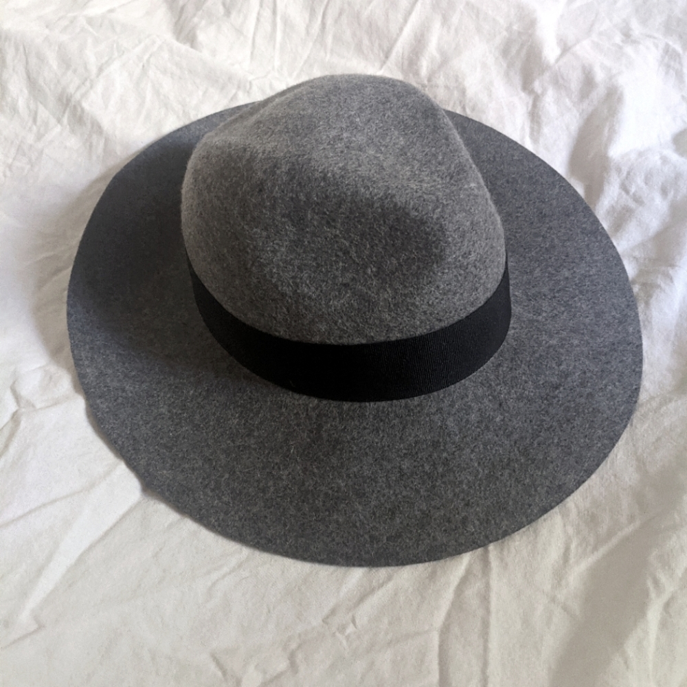 Grey wool-felt wide brim fedora French Connection